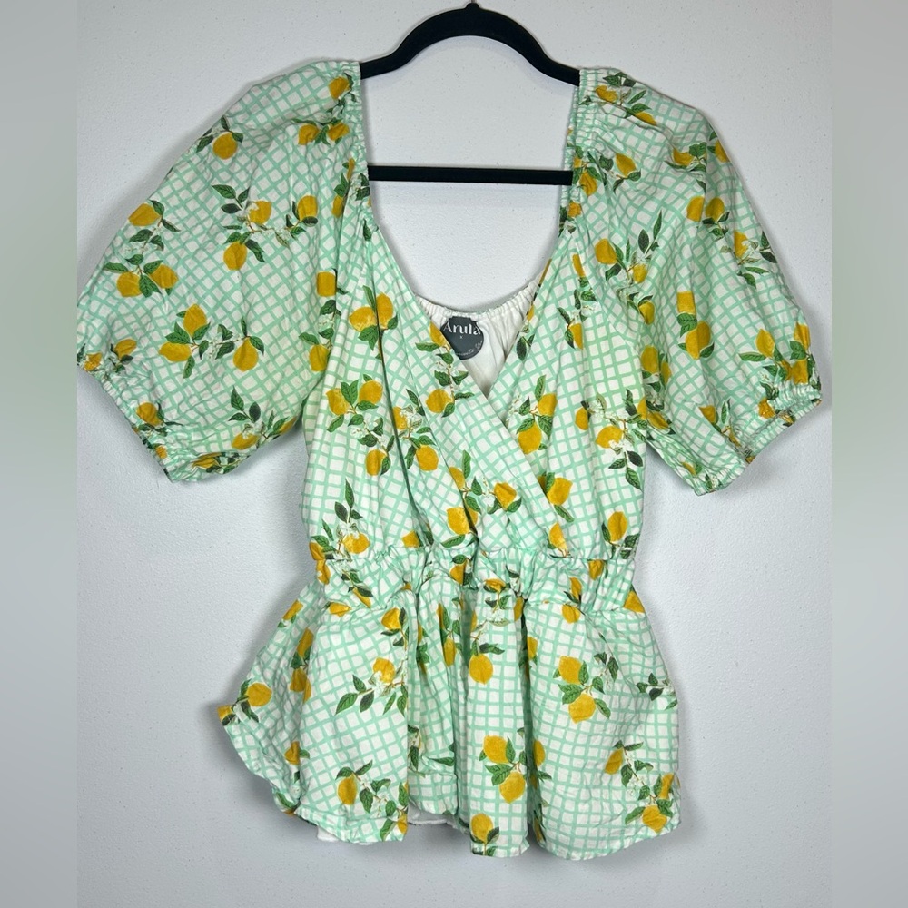 ARULA Green and Yellow Floral Blouse